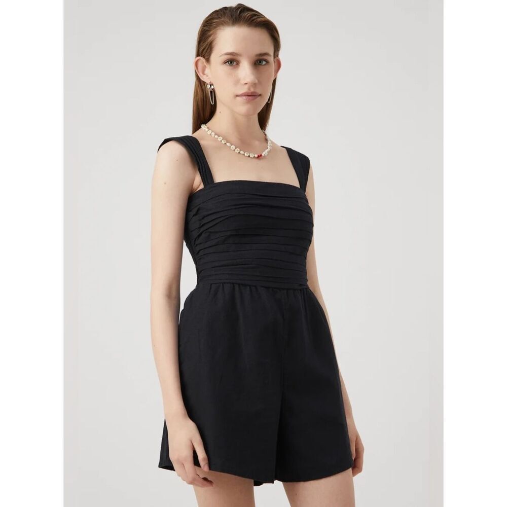 Abercrombie & Fitch Emerson Romper Black Pleated NEW Petite XS